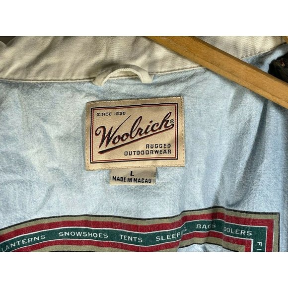 Vintage 90s Woolrich Beige Cotton Utility Work Jacket Mens Size Large Made in Ma - Picture 7 of 10